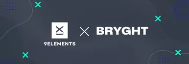 Darstellung der beiden Logos von 9elements und BRYGHT als Symbol der Partnerschaft.