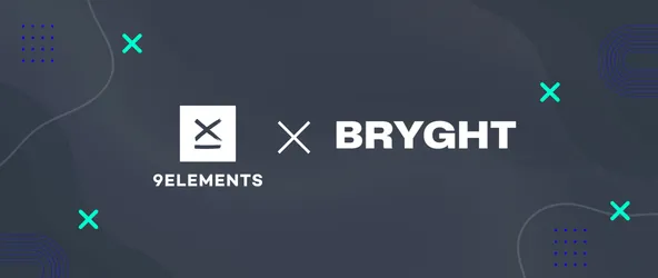 Darstellung der beiden Logos von 9elements und BRYGHT als Symbol der Partnerschaft.