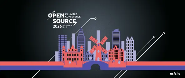 Logo der Open Source Firmware Conference 2026 in Amsterdam.
